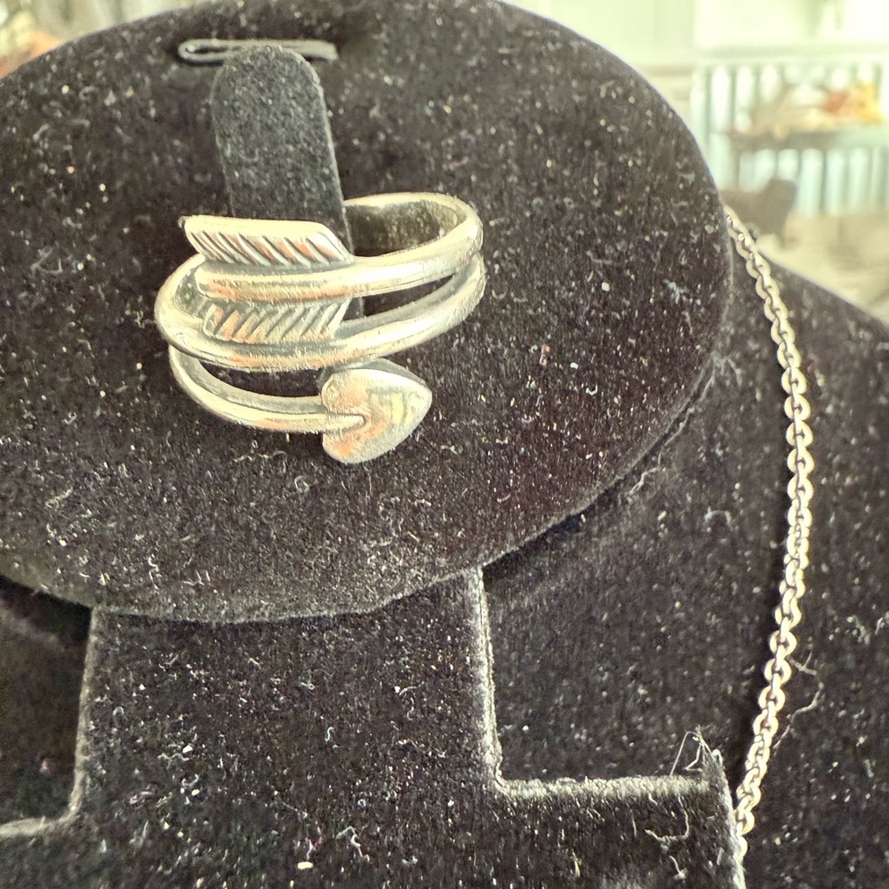 Silver Arrow and Heart Ring